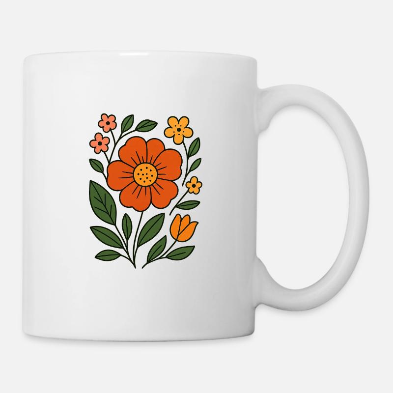 Illustration de fleur botanique rustique - Mug blanc - blanc