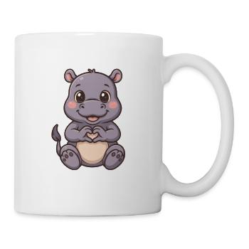 Cute hippopotamus with heart hands - Mug - white - Right