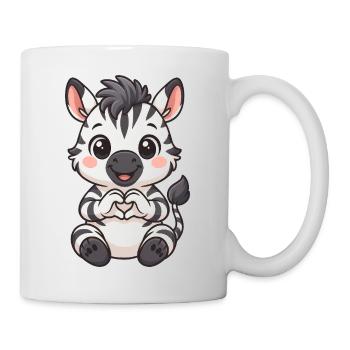 Cute Zebra with Heart Hands - Mug - white - Right