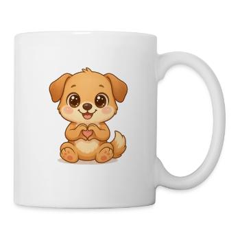 Cute dog with heart hands - Mug - white - Right