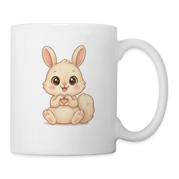 Cute bunny with heart hands - Mug - white - Right