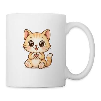 Cute cat with heart hands - Mug - white - Right