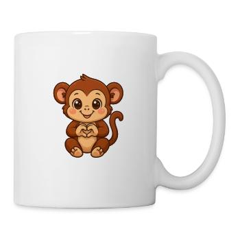 Cute monkey with heart hands - Mug - white - Right