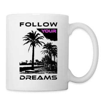 Palm Trees Pink Violet Motif and Text - Mug - white - Right