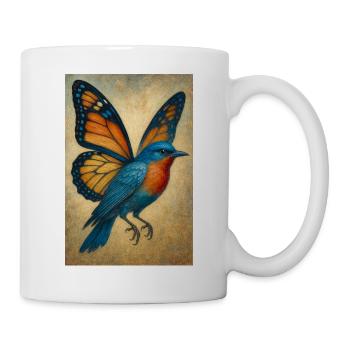 Fliegender Vogel mit Schmetterlingsflügeln - Tasse - Weiß - Rechts