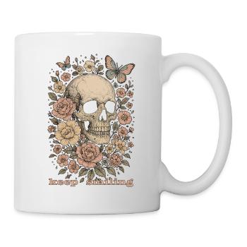 Keep smiling - Skull & Flowers - Mug - white - Right