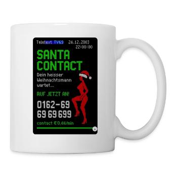 Weihnachtsmann Kontakt Witz Design - Tasse - Weiß - Rechts