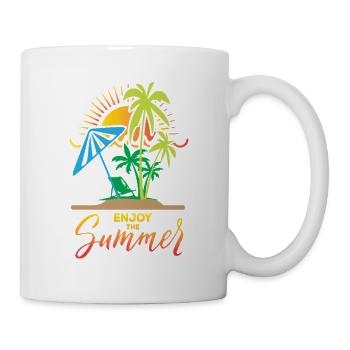 Sommerurlaub mit Palmen und Sonnenschirm - Tasse - Weiß - Rechts