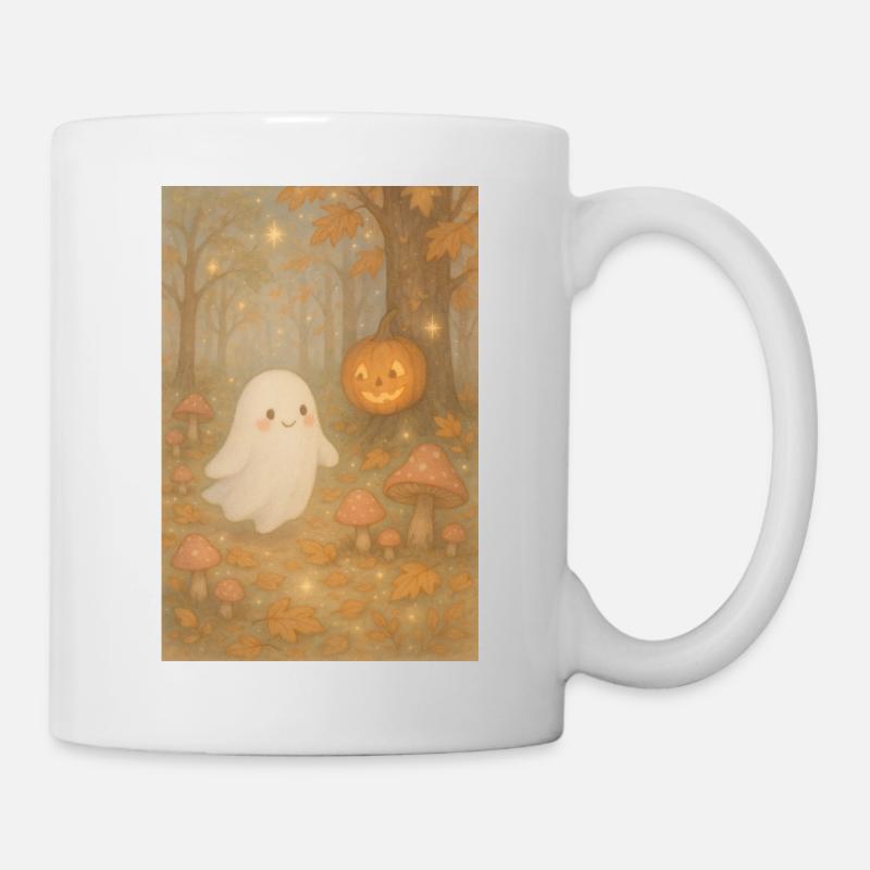 Halloween Herbst Geist im Wald - Tasse - Weiß