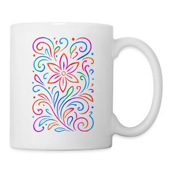 Leuchtendes florales Mandala - Tasse - Weiß - Rechts