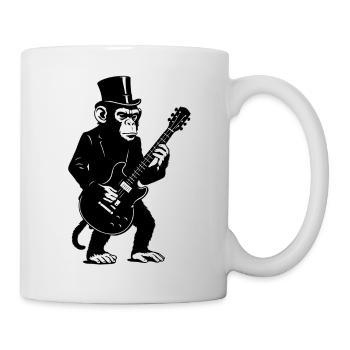 Singe élégant avec guitare dans un chapeau haut de forme - Mug blanc - blanc - Droite