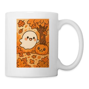 Halloween Cute Ghosts in Autumn - Mug - white - Right