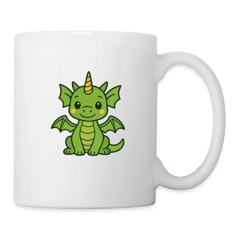 Drôle de dragon avec corne et ailes - Mug blanc - blanc - Droite