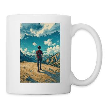 Explorateur en Montagne sur Paysage Ciel Bleu - Mug blanc - blanc - Droite