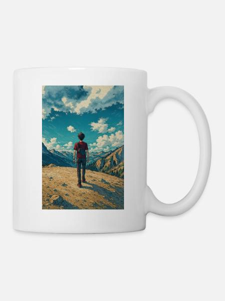 Bergentdecker auf Blue Sky Landscape - Tasse - Weiß