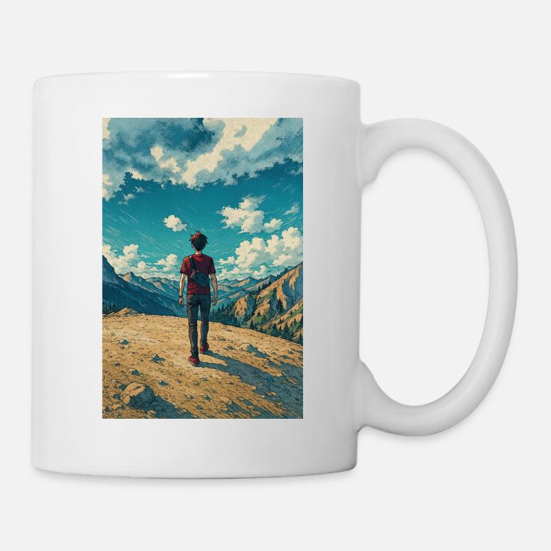 Bergentdecker auf Blue Sky Landscape - Tasse - Weiß