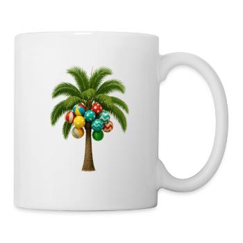 Beach Ball Palme Art - Lustiges tropisches Dekor - Tasse - Weiß - Rechts