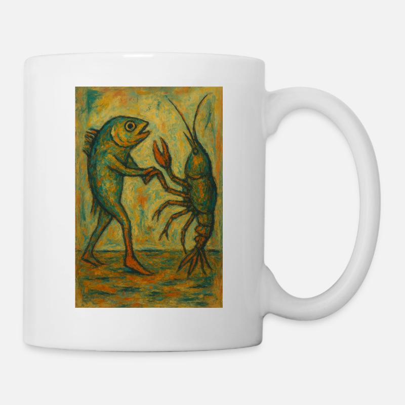 Abstract Fish Dance Art Print - Mug - white