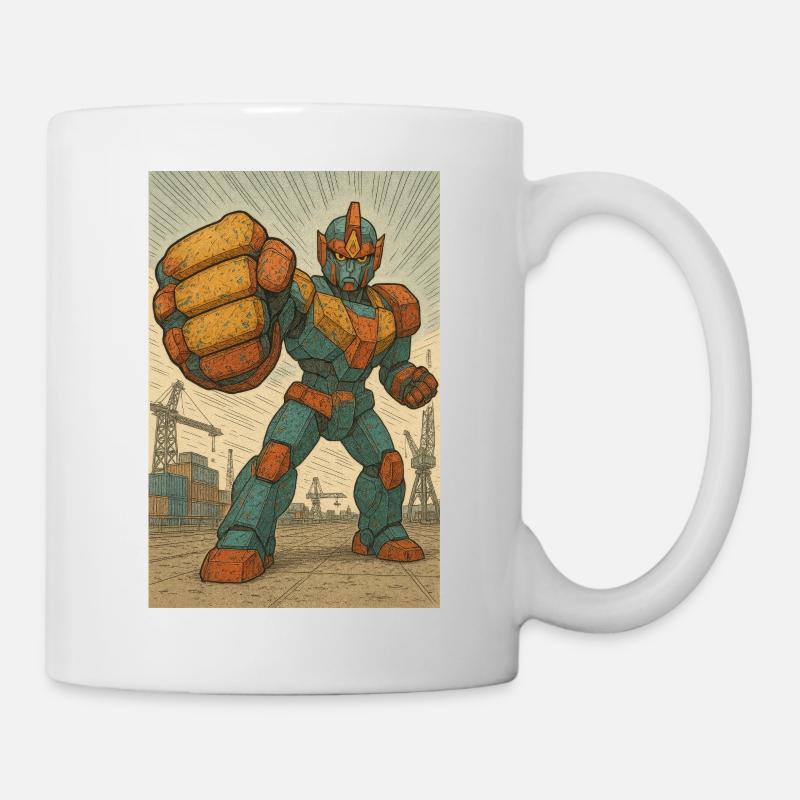 Robot Fight Stance in Docks - Mug - white