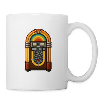 Retro Radiokunst im farbenfrohen Regenbogen - Tasse - Weiß - Rechts