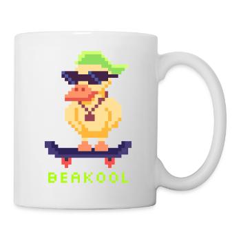 Pixel Art Duck with Skateboard and Cap - Mug - white - Right
