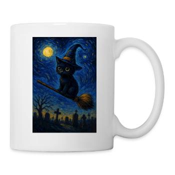 Halloween Cute Cat Starry Night - Mug - white - Right