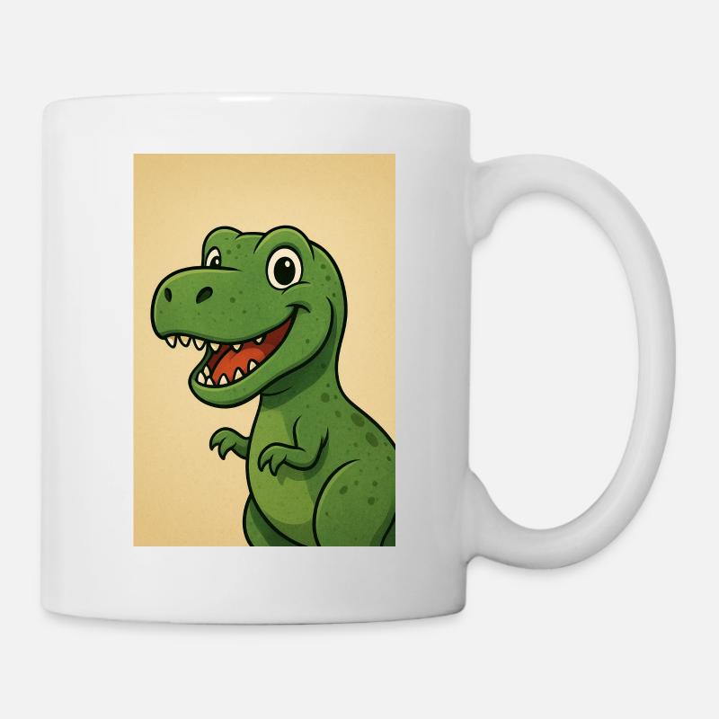 Verspieltes Dinosaurier-Karikaturdesign - Tasse - Weiß