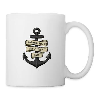 Zuhause ist, wo der Anker fällt - Home - Familie - Tasse - Weiß - Rechts