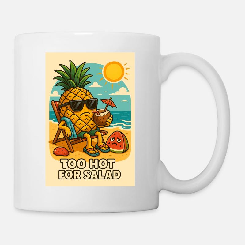 Ananas avec lunettes de soleil sur la plage - Mug blanc - blanc