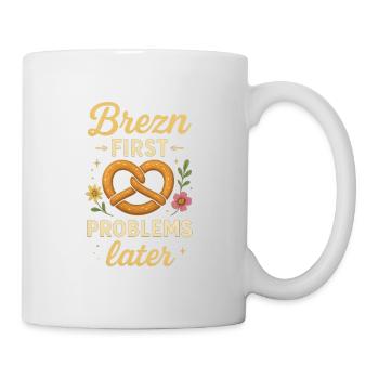 Brezn_first _Problems_later_Lustiges_Party_Shir - Mug blanc - blanc - Droite