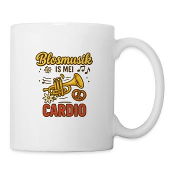 Blosmusik is mei Cardio Lustiges Trachten Shirt - Tasse - Weiß - Rechts