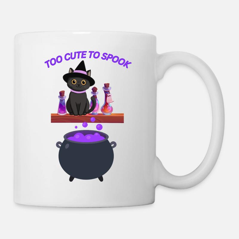 Süße Hexenkatze mit Zaubertrank - Tasse - Weiß