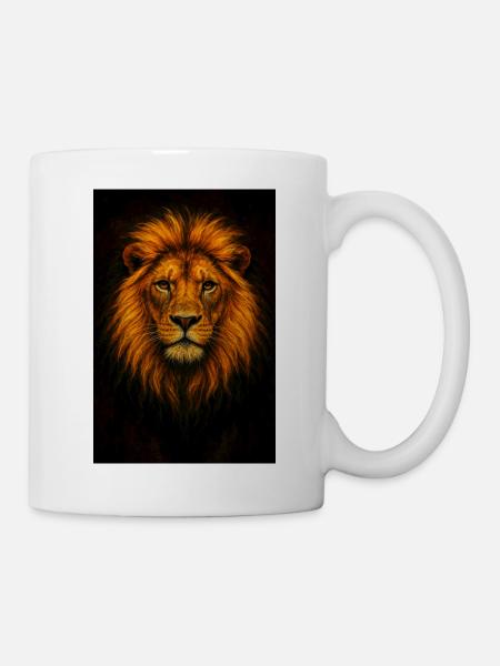 Tête de lion majestueuse dans le style artistique - Mug blanc - blanc