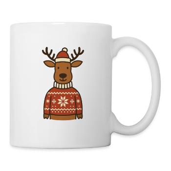 Funny reindeer in Norwegian sweater - Mug - white - Right