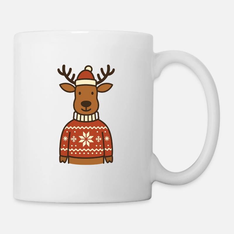Drôle de renne en pull norvégien - Mug blanc - blanc