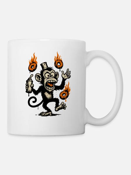 Feuriger Affe mit Zaubertalisman - Tasse - Weiß
