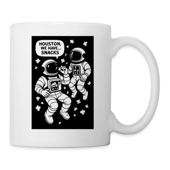 Astronauten mit Popcorn schwarzweiß - Tasse - Weiß - Rechts
