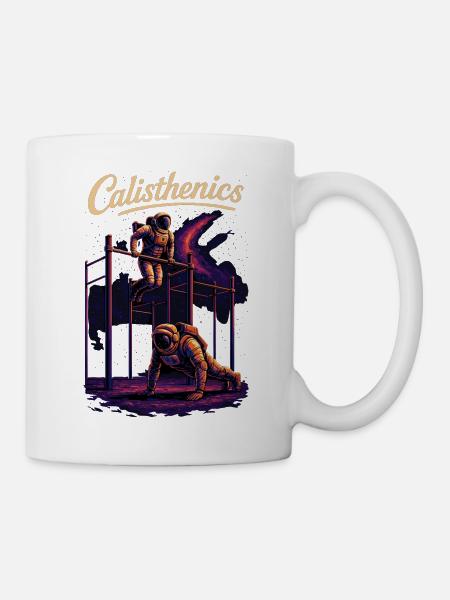 Calisthenics Astronauten Dips Liegestütze Geschenk - Tasse - Weiß