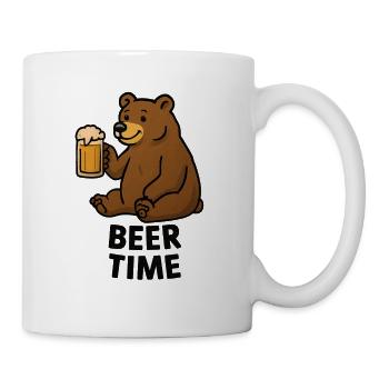Illustration d'un ours avec un verre de bière - Mug blanc - blanc - Droite