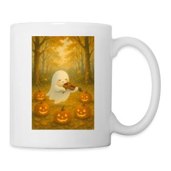 Cute Halloween Ghost in Autumn - Mug - white - Right