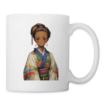 Ethnic girl in colorful kimono - Mug - white - Right
