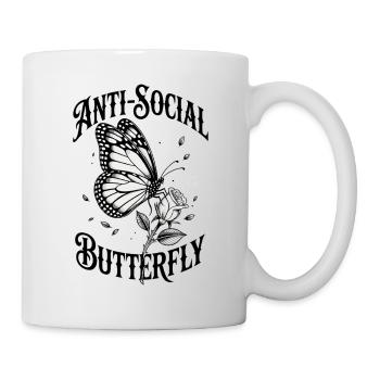 Papillon antisocial - Drôle de dicton - Mug blanc - blanc - Droite