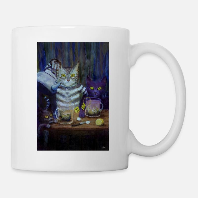 Cats and Rats Enjoy a Tea Party - Mug - white
