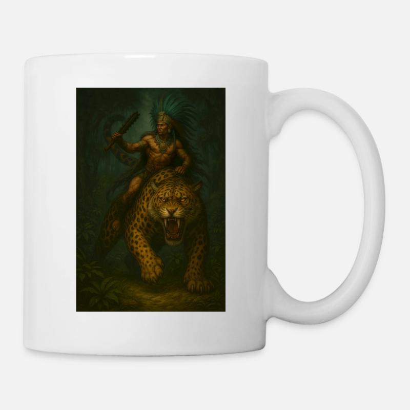 Chaman Apache sur Jaguar dans la Forêt Mystique - Mug blanc - blanc