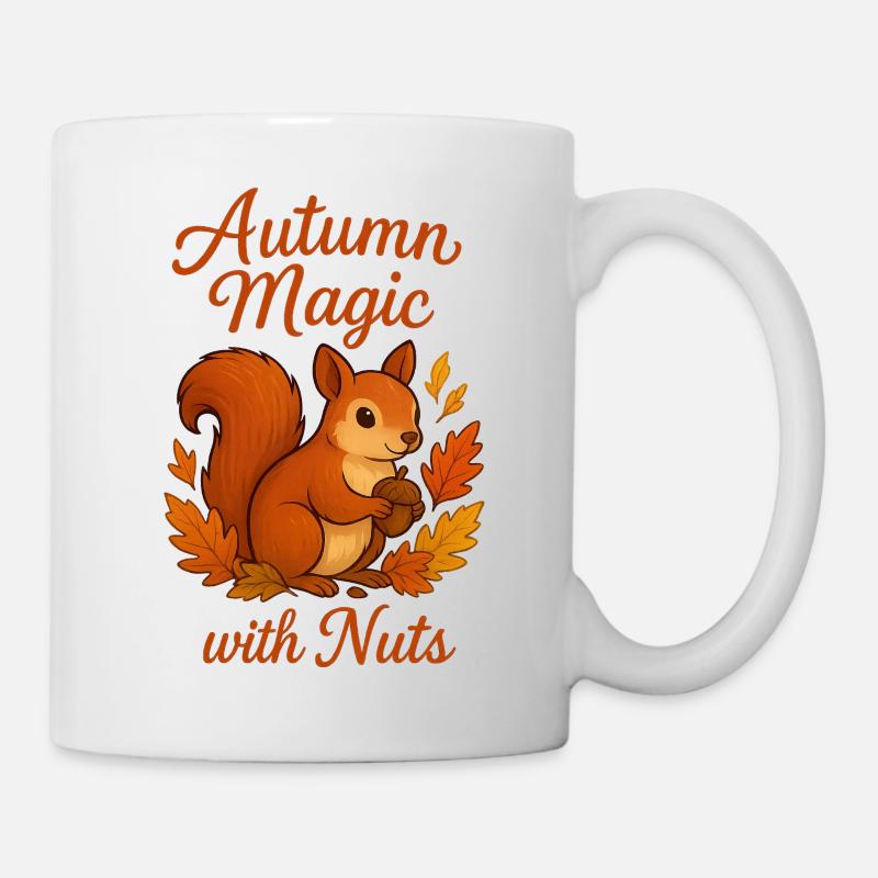  Herbstzauber mit Nüssen – Süßes Eichhörnchen - Tasse - Weiß
