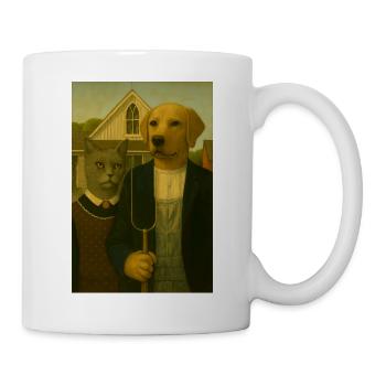 Portrait D’animal Vintage DogCat - Mug blanc - blanc - Droite