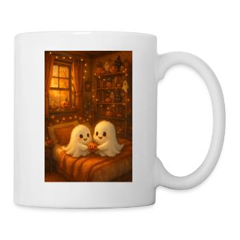 Cute Halloween Ghosts in Autumn - Mug - white - Right