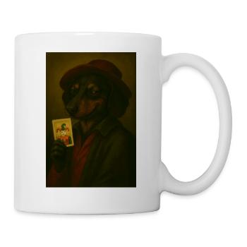 Chien avec carte joker - Mug blanc - blanc - Droite