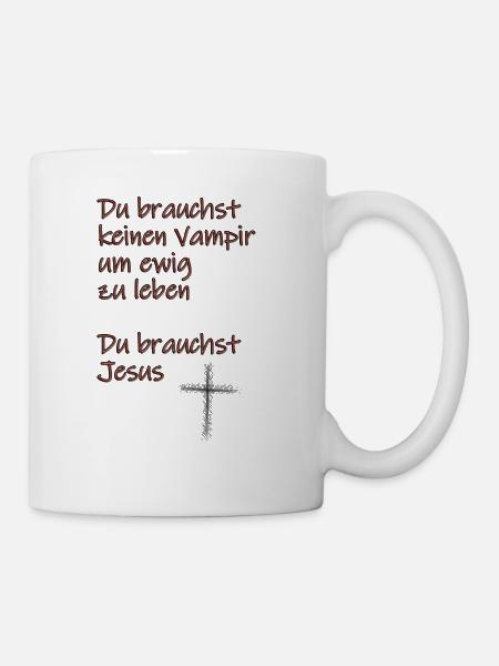Ermutigende Jesus-Vampir-Botschaft - Tasse - Weiß