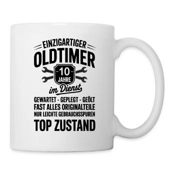 Service anniversary 10 years - Unique classic car - Mug - white - Right